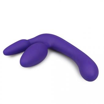 Triple strap-on dildo in purple