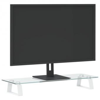 Monitorständer Weiß 60x20x8 cm Hartglas und Metall