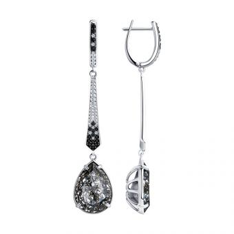 Sokolov earrings in 925 silver with black crystals and zirconia