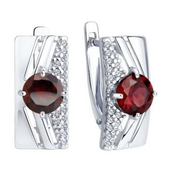 925 silver diamond earrings with red rhodolite and falrbless zirconia