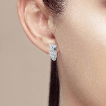 Parrot orrings in 925 silver with colorless and blue zirconia