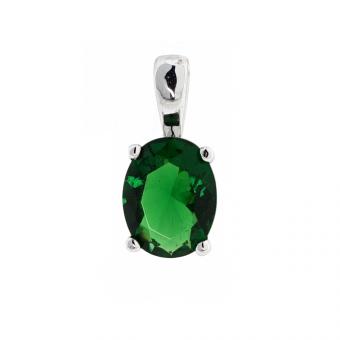 Jewelry set in 925 silver with green zirconia: earrings + pendant + ladies' ring