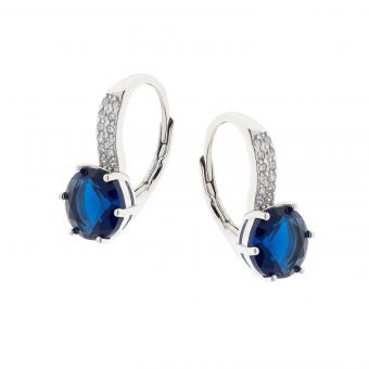 Earrings in 925 silver with round zirconia in three different colors