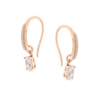 Earrings in 925 silver with zirconia, gold-plated, French clasp