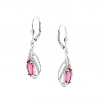 Set: Ohrringe + Anhänger aus 925 Silber mit Zirkonia, rosa oder weiß