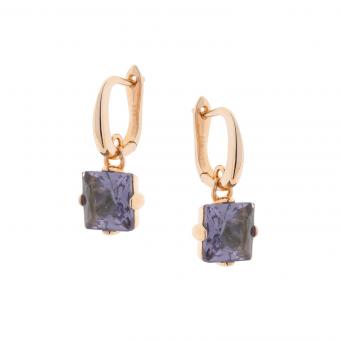 Earrings in gold-plated 925 silver with glass crystals in various colors