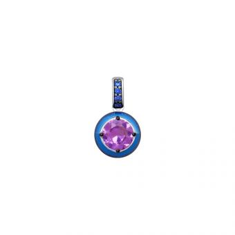 Sokolov set of 925 silver: earrings + pendant with sitall, zirconia and enamel