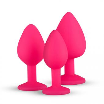 Silicone anal plug with diamond - pink