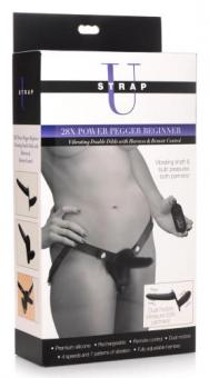 Power Pegger Double Strap-On Vibrator - Black