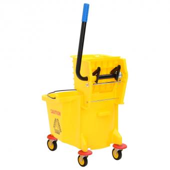 Mop bucket with press and castors Yellow 36 L polypropylene