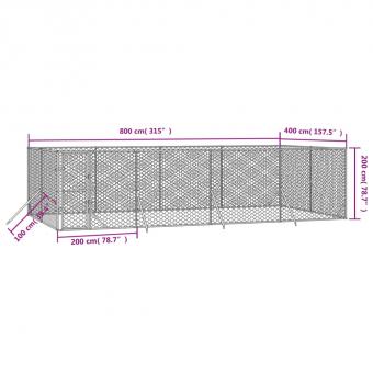 Outdoor-Hundezwinger Silbern 8x4x2 m Verzinkter Stahl