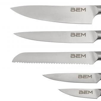 BEM Master Chef 6-piece knife set made of high-quality stainless steel with knife block incl. sharpener