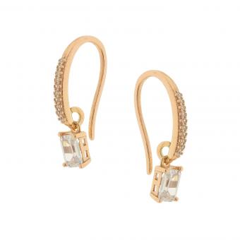 Earrings in 925 silver with zirconia, gold-plated, French clasp