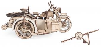 Lemmo 3D-Modell Bausatz Holz-Motorrad mit Beiwagen "URAN"