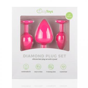 Silicone anal plug with diamond - pink