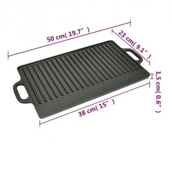 Cast iron reversible grill plate 50x23 cm