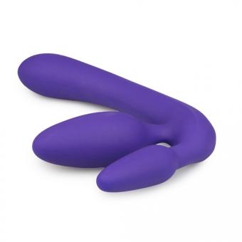 Triple strap-on dildo in purple