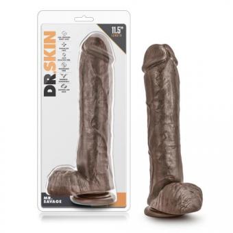 Dr. Skin – Mr. Savage Dildo mit Saugnapf 29,2 cm – Schokolade