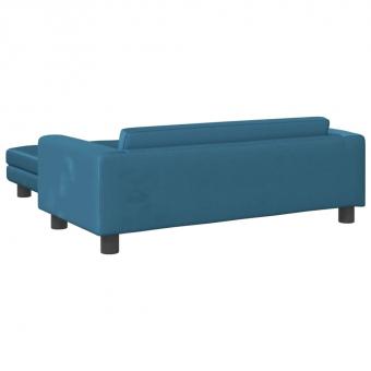 Kindersofa mit Hocker Blau 100x50x30 cm Samt