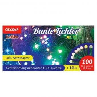 Lichterkette mit 100 mehrfarbigen LED's, 13 m