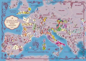 Set Rubbel-Karte "Weinregionen in Europa" & Badagoni Kisi Weißwein Trocken 2019