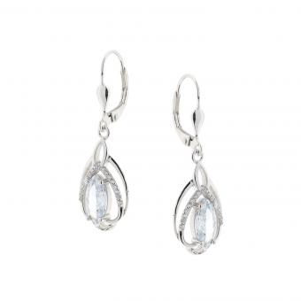 Set: earrings + pendant in 925 silver with zirconia, red or white