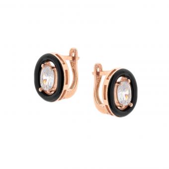 Set: Earrings + necklace in 925 silver, gold-plated, with zirconia, framed in enamel