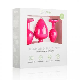 Silicone anal plug with diamond - pink