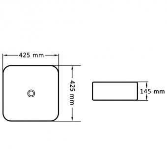 Waschbecken 42,5x42,5x14,5cm Keramik Waschtisch Waschplatz Weiß/Schwarz