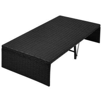 Sonnenliege Poly Rattan Doppelliege Gartenliege Bett Dach Braun/Schwarz