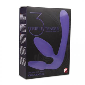 Triple strap-on dildo in purple