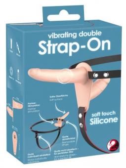 Strap-on with vibrating double dildo