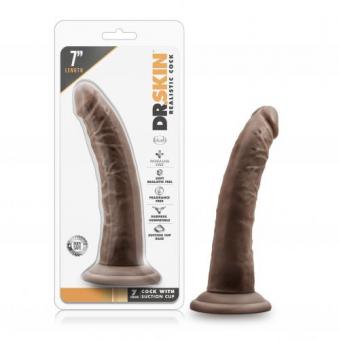 Dr. Skin – Realistischer Dildo mit Saugnapf 18 cm – Schokoladenbraun