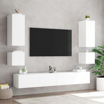 TV-Wandschrank mit LED-Leuchten Weiß 40,5x35x40 cm