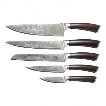 BEM Saiko Damascus knife set 6-pcs. made of VG-10 steel with knife block