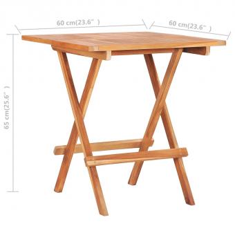 Складной стол для бистро 60 x 60 x 65 см из массива тика