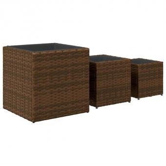 Pflanzkübel 3 Stk. Braun Poly Rattan