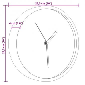 Wanduhr Blau Ø25,5 cm Polystyren und Glas