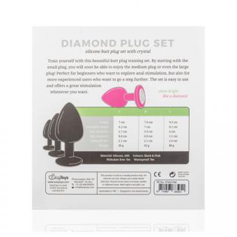 Silicone anal plug with diamond - pink