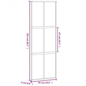 Schiebetür Schwarz 76x205 cm Hartglas und Aluminium