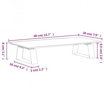 Monitorständer Weiß 40x20x8 cm Hartglas und Metall