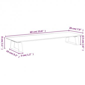 Monitorständer Weiß 60x20x8 cm Hartglas und Metall