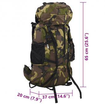 Wanderrucksack Grün Tarnfarben 60 L Oxford-Gewebe