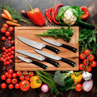 BEM Master Chef 6-piece knife set made of high-quality stainless steel with knife block incl. sharpener