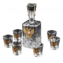 Gift set coat of arms of Russia 1 carafe 500 ml + 6 glasses 50 ml each