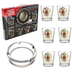 Geschenkset  Adler Aschenbecher + 6 Gläser je 50 ml