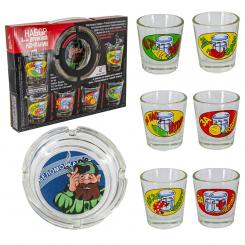 Geschenkset Witze Aschenbecher + 6 Gläser je 50 ml