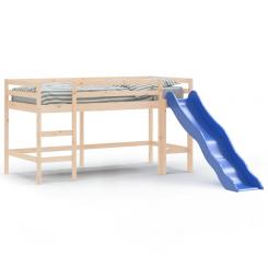 Children's loft bed with slide 90x190 cm solid pine wood