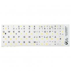 German-Russian black-yellow keyboard stickers white background