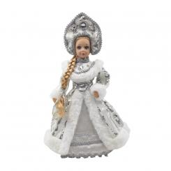 Decorative figure snow girl in silver with candy container, 35 cm